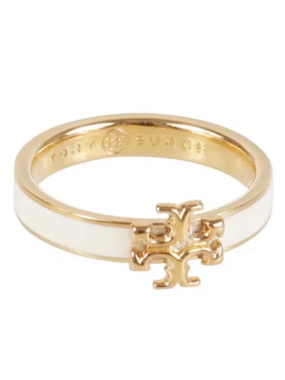 Tory Burch Kira T White Enamel thin Band Sz 7 NWT